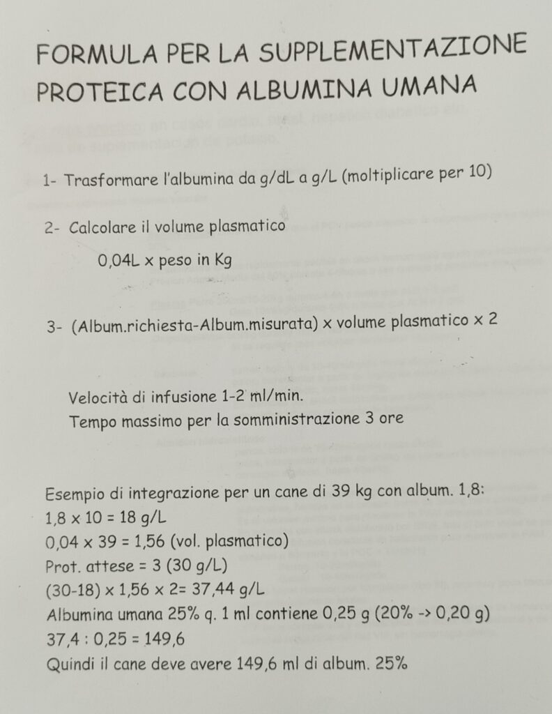 Formula supplementazione proteica con albumina umana